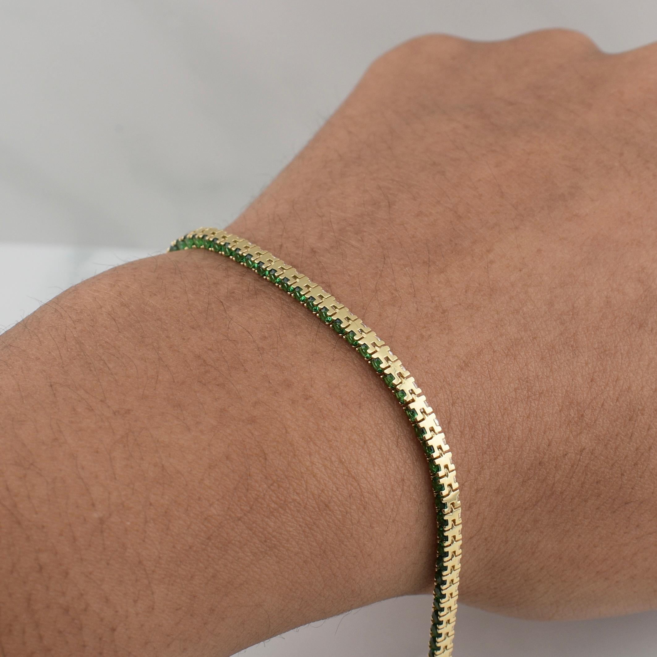 Pulso Tennis Doble Faz 6.95gr / 7 in / 2.1mm Oro Amarillo +4 18K !