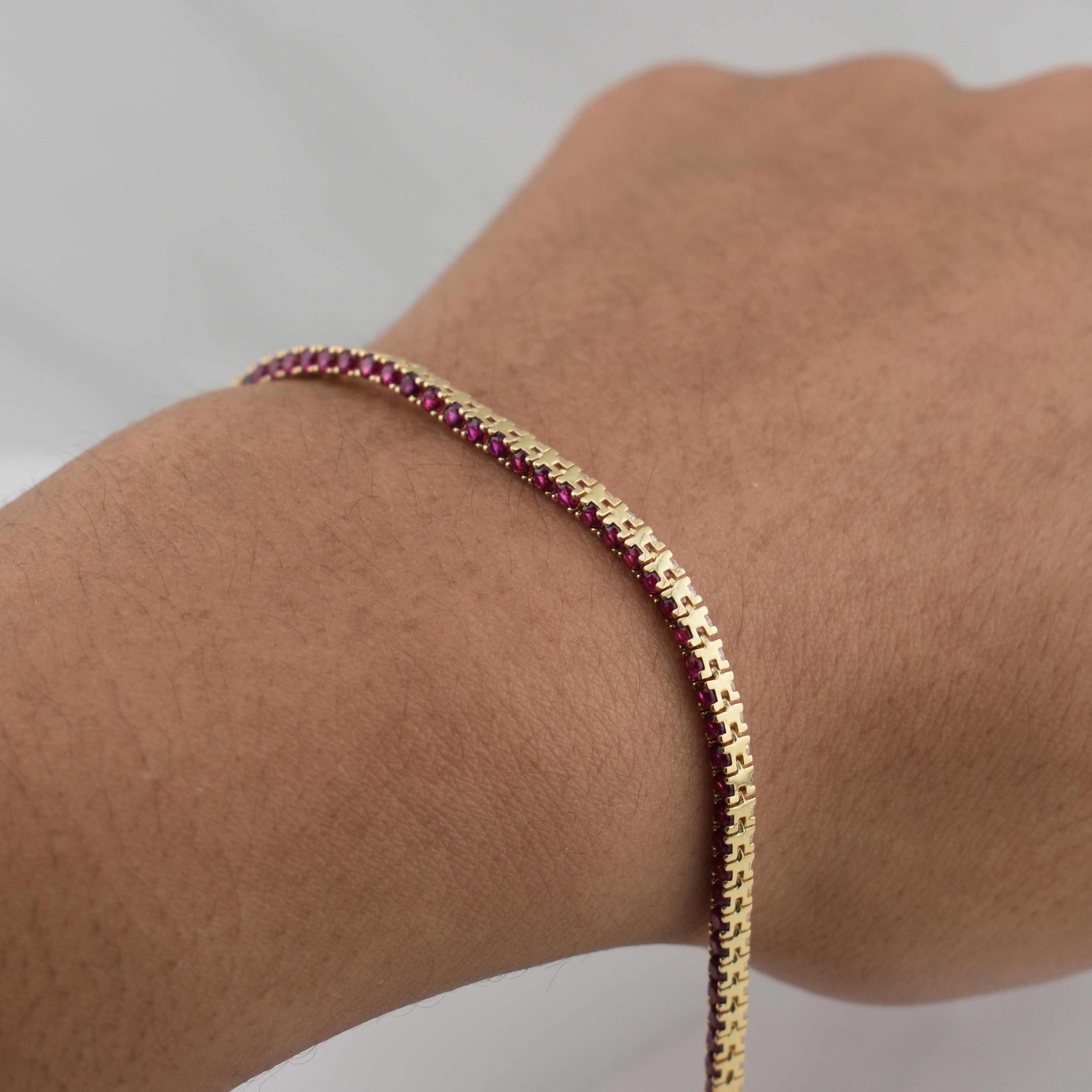 Pulso Tennis Doble Faz 7.35gr / 7 in / 2.15mm Oro Amarillo +4 18K !