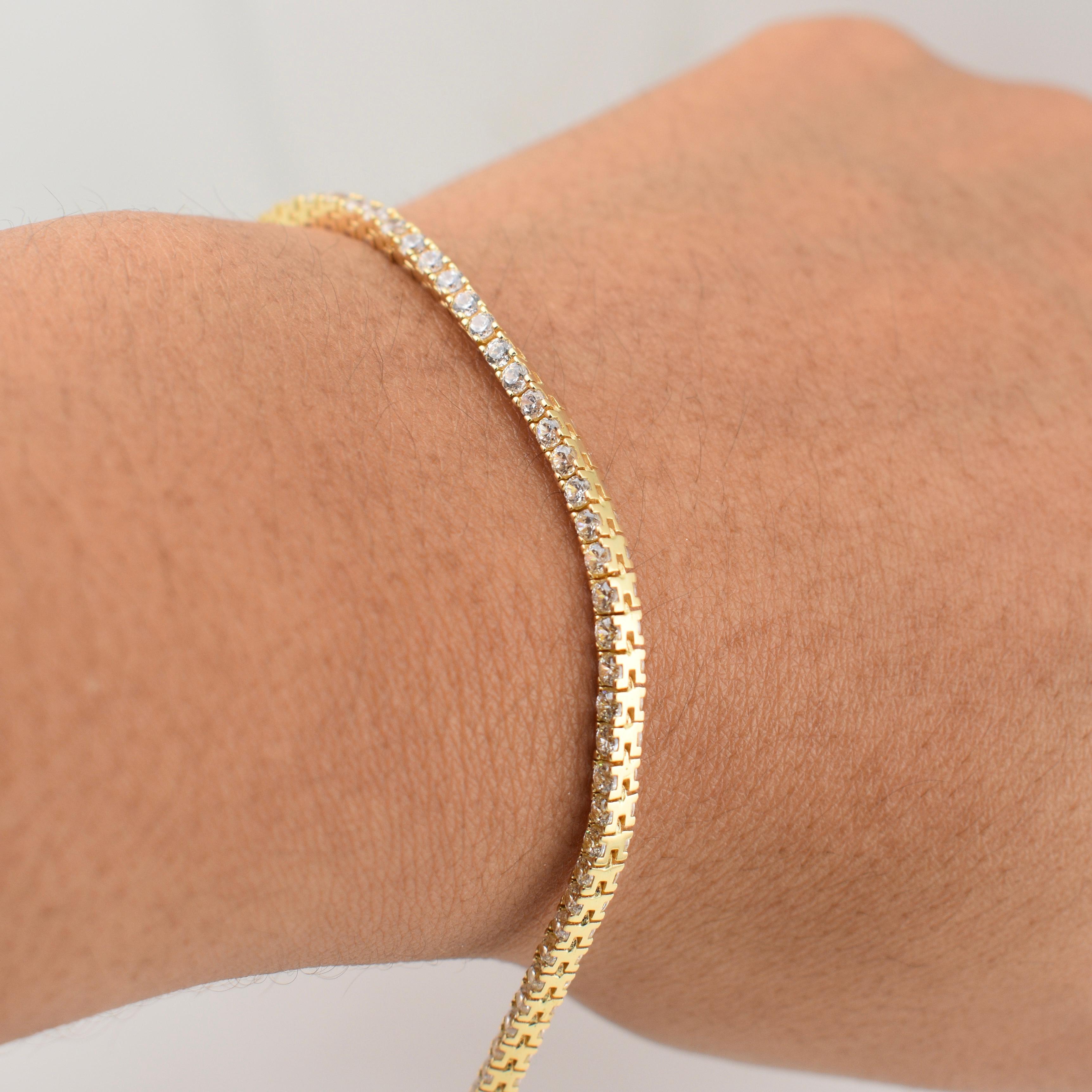 Pulso Tennis Doble Faz 7.4gr / 7 in / 2.15mm Oro Amarillo +4 18K !