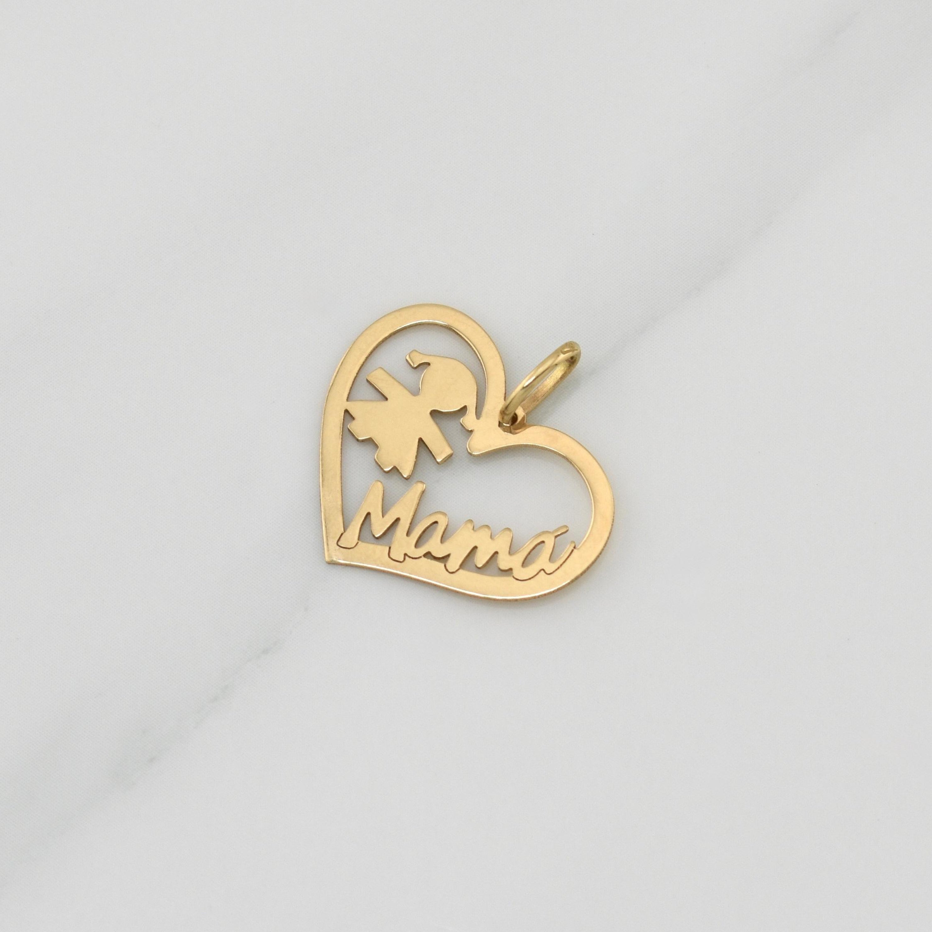 Pendant Heart Mom 1 g / 3/4 in Yellow Gold 18K