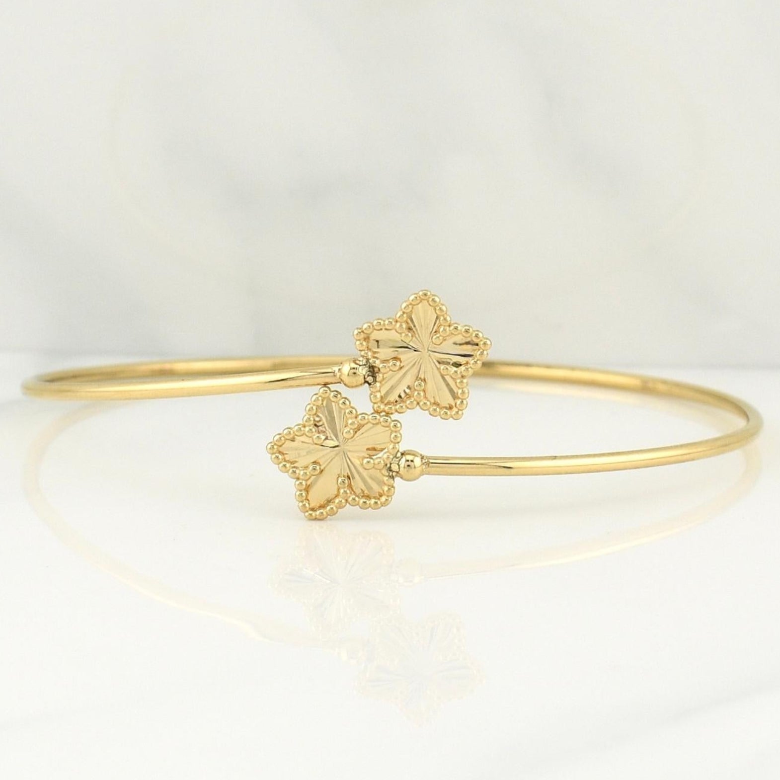 Bracelet Hoop Flower 3.85 g / 7 1/4 in / 1.5 mm Yellow Gold 18K