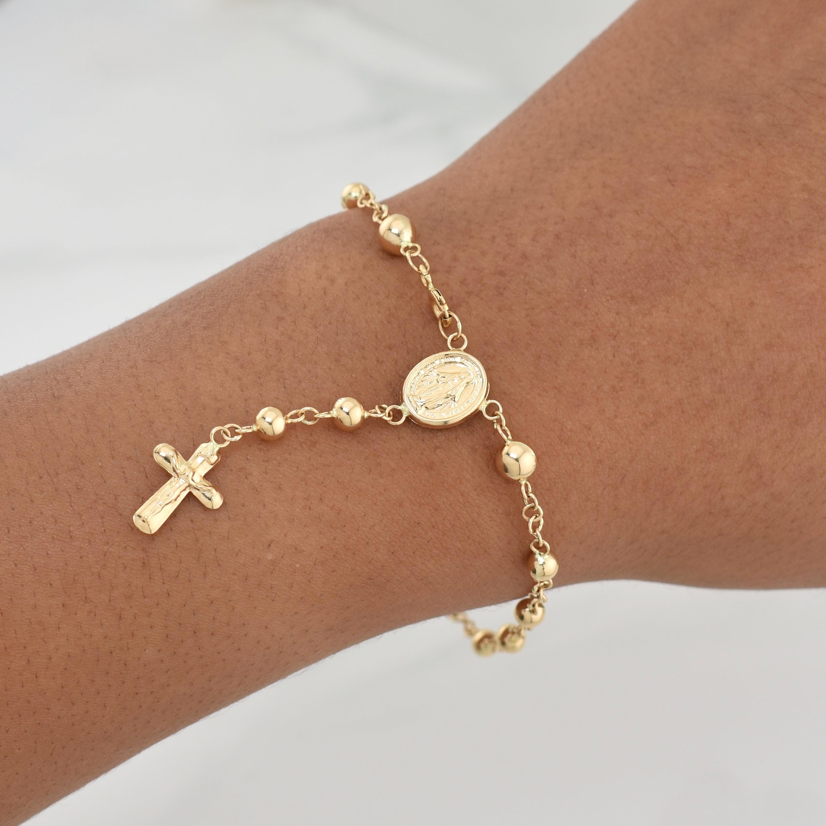 Bracelet Denario Miraculous Virgin 3.75 g / 7 3/4 in / 4 - 5 mm Yellow Gold 18K