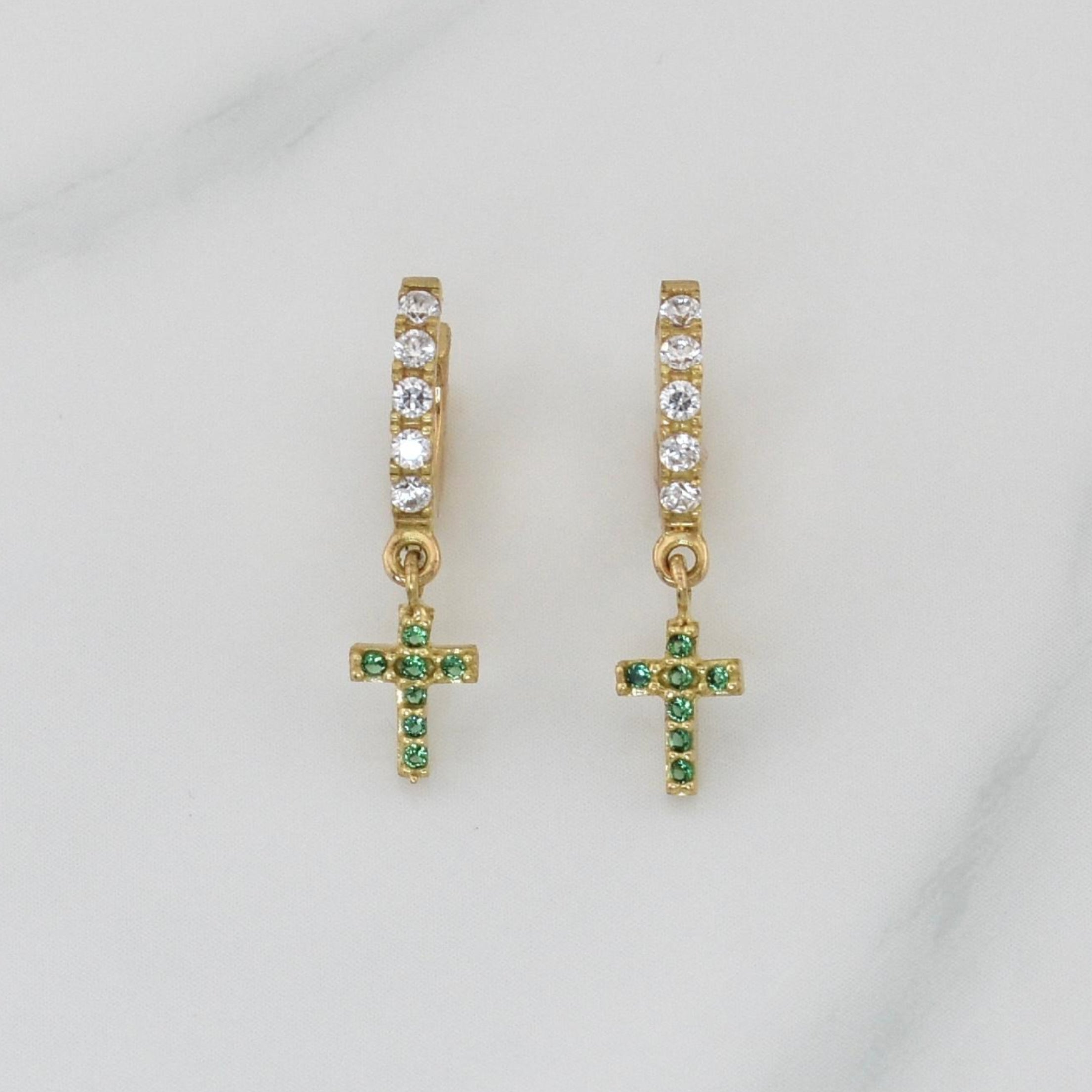 Hoop Earrings Dense Cross 1.7 g / 3/4 in 18K Yellow Gold