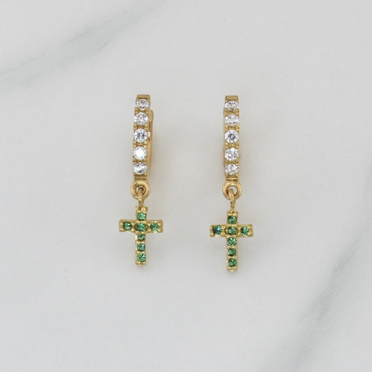 Hoop Earrings Dense Cross 1.7 g / 3/4 in 18K Yellow Gold