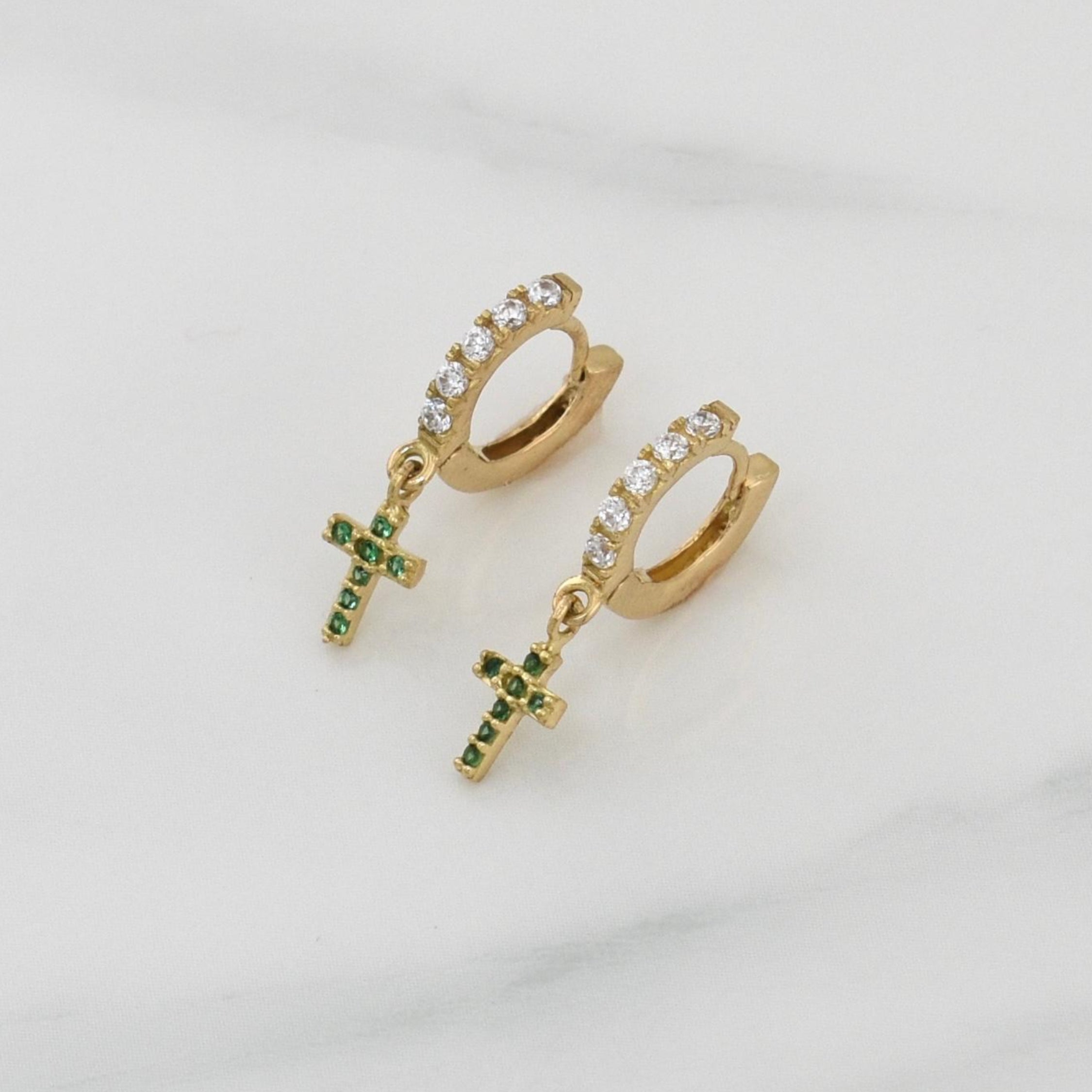 Hoop Earrings Dense Cross 1.7 g / 3/4 in 18K Yellow Gold