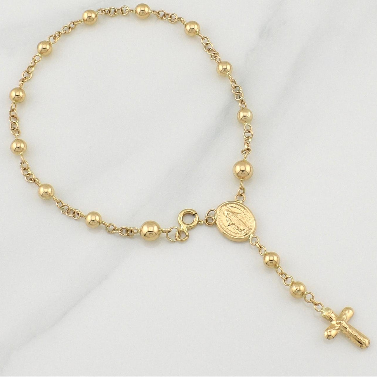 Bracelet Denario Miraculous Virgin 3.75 g / 7 3/4 in / 4 - 5 mm Yellow Gold 18K