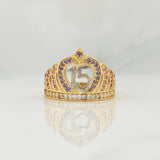 Anillo Quinces 3.6 g / T7 Dos Oros Amarillo Blanco 18K