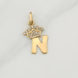 Dije Letra N Corona 0.85 g / 3/4 in Oro Amarillo 18K