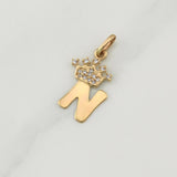 Dije Letra N Corona 0.85 g / 3/4 in Oro Amarillo 18K
