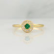 Emerald Halo Ring 0.11cts Diamonds 0.05cts 2.3g / Size 6.50 Yellow Gold 18K