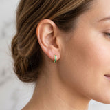 Hoop Earrings Carril Emeralds 0.11cts 1.65g / 1/2 in 18K Yellow Gold