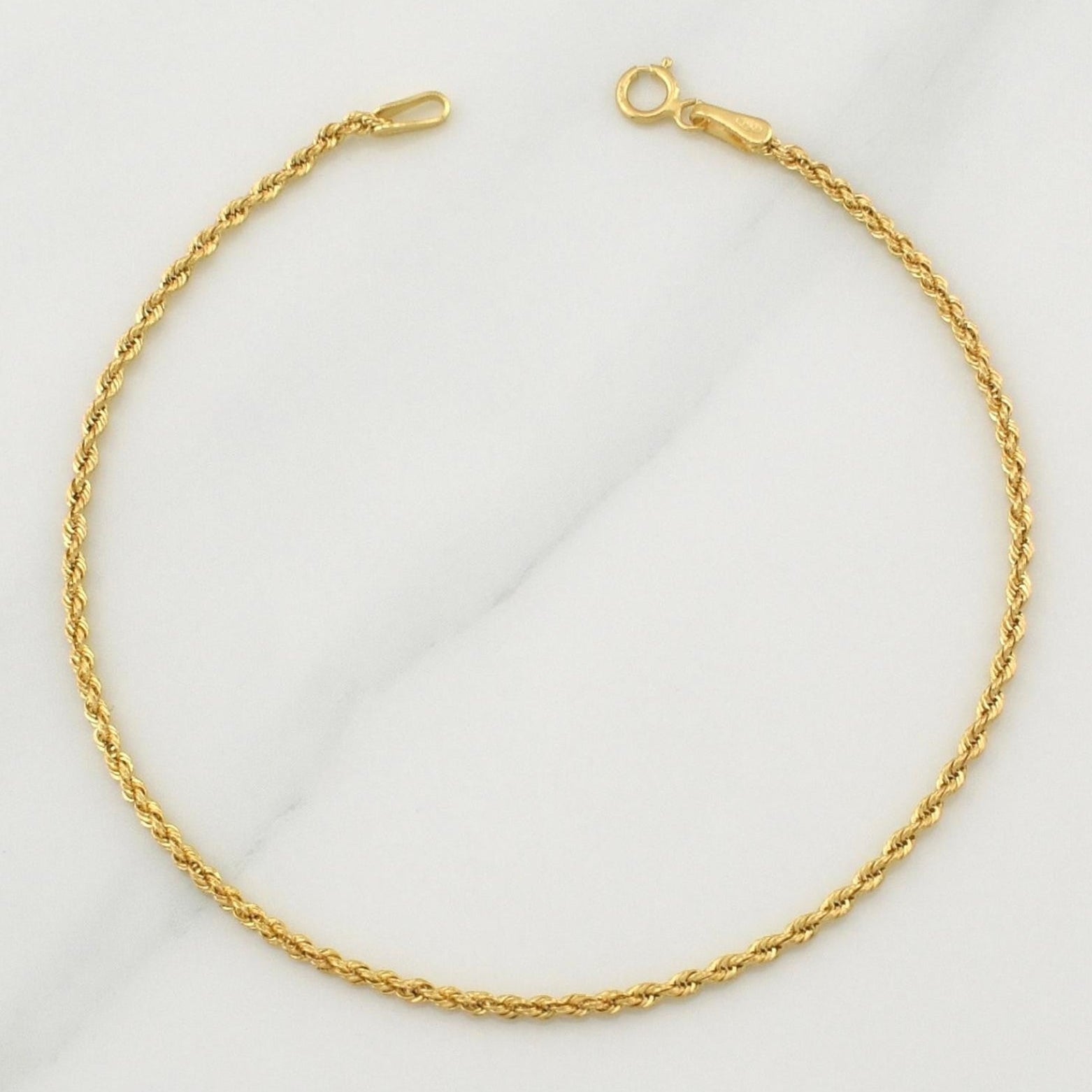 Rope Bracelet 0.8g / 7 1/2 in / 1.65mm Yellow Gold 18K