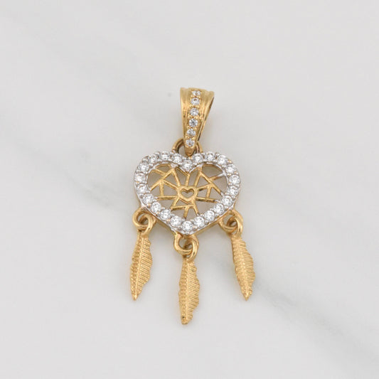 Dije Corazon Atrapa Sueños 1.65g / 1 1/4 in Oro Amarillo 18K