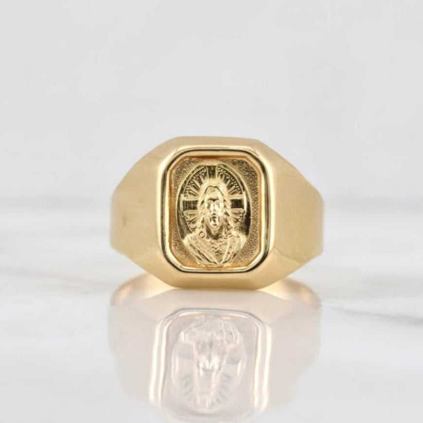 Anillo Rostro Cristo 3.95g / T11,5 Oro Amarillo 18K