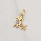Dije Niña y Perro 1.05g / 3/4 in Oro Amarillo 18K