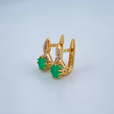 Hoop Earrings Circle Crossed Bow Emerald 2.15gr / 1/2 in / Two Tone Yellow White 18K +
