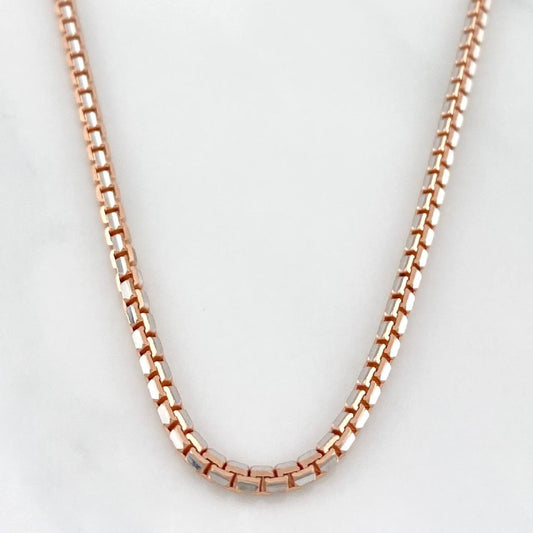 Cadena Veneciana 17.8 g / 23 3/4 in / 2 mm Dos Oros Blanco Rosa 18K