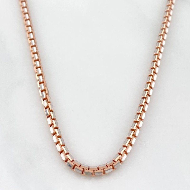 Cadena Veneciana 16.4 g / 27 1/2 in / 1.8 mm Dos Oros Blanco Rosa 18K