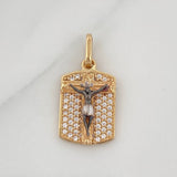 Pendant Plaque Cross Miraculous Christ of Buga 2.5 g / 3/4 in Three Golds 18K
