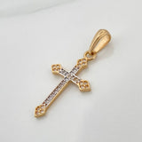 Rhombus Cross Pendant 1.45gr / 1 1/4 in / Two-Tone Yellow White Gold 18K &