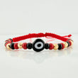 Red Woven Bracelet with Turkish Eye in 18K Yellow Gold