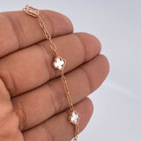 Paperclip Bracelet Clover 3.9gr / 7.3in / 18K Rose Gold &