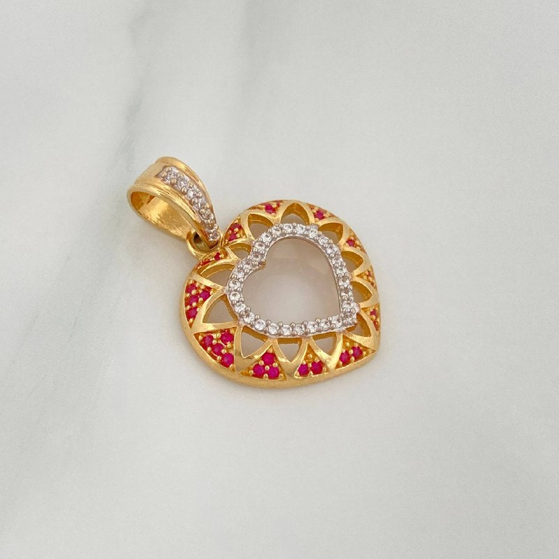 Dije Corazon 3.7 g / 1 in Dos Oros Amarillo Blanco 18K
