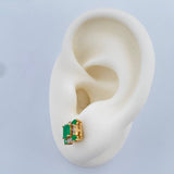 Stud Earrings Cagl Emerald 2.85gr / 18K Yellow White Gold +