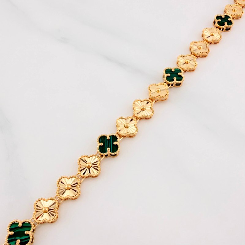 Pulso Trebol Diamantado 8.35 g / 7 in / 7.25 mm Oro Amarillo 18K