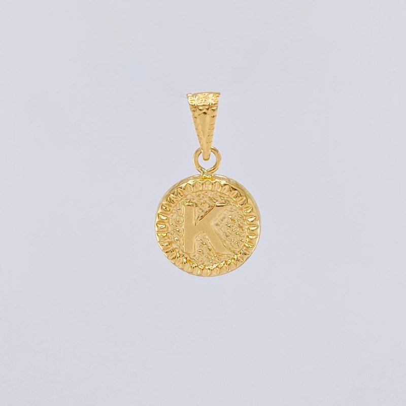 Pendant Circle Letter K 0.6g / 3/4 in Yellow Gold 18K