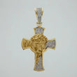 Dije Cruz Rostro Cristo 16.7 g / 2 1/2 in Dos Oros Amarillo Blanco 18K