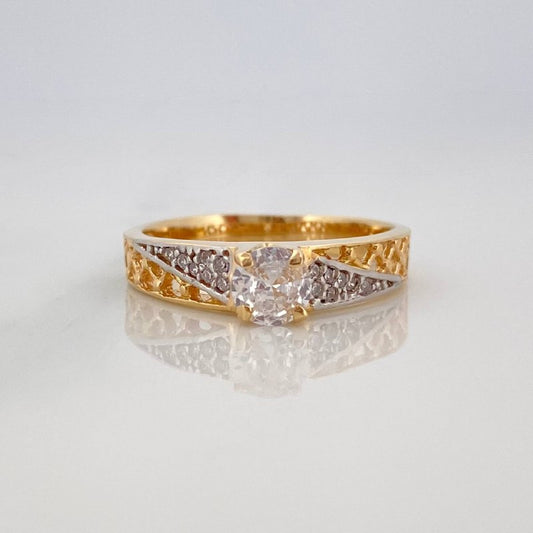 3.2 g Solitaire Ring Mesh T7 Two Yellow White Gold 18K
