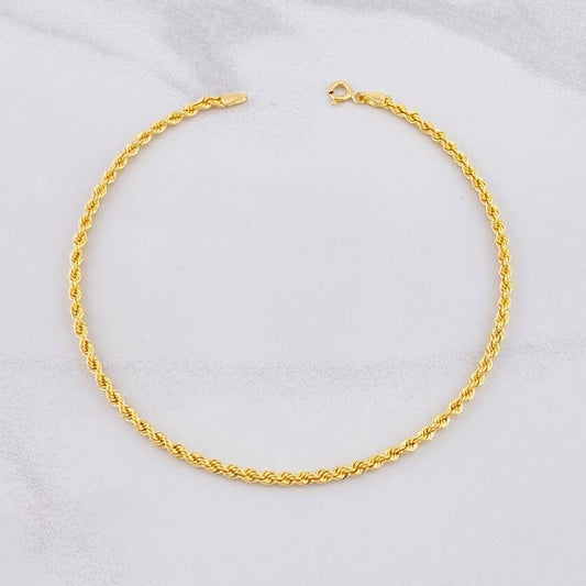 Tobillera Lazo 2.45g / 10 in / 2.7mm Oro Amarillo 18K