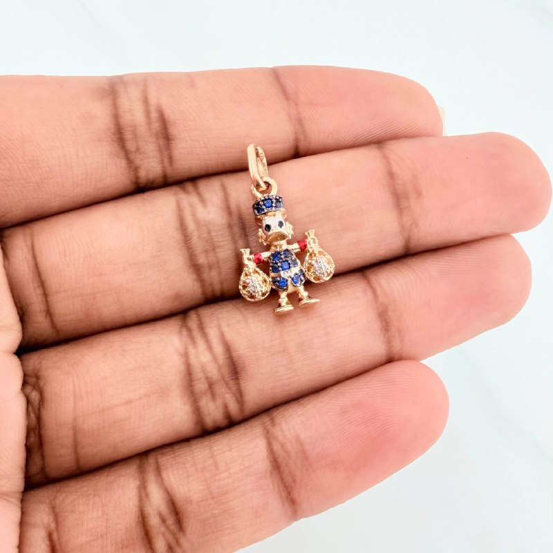 Pendant Duck Money Bag 1.55 g / 3/4 in Three Golds 18K