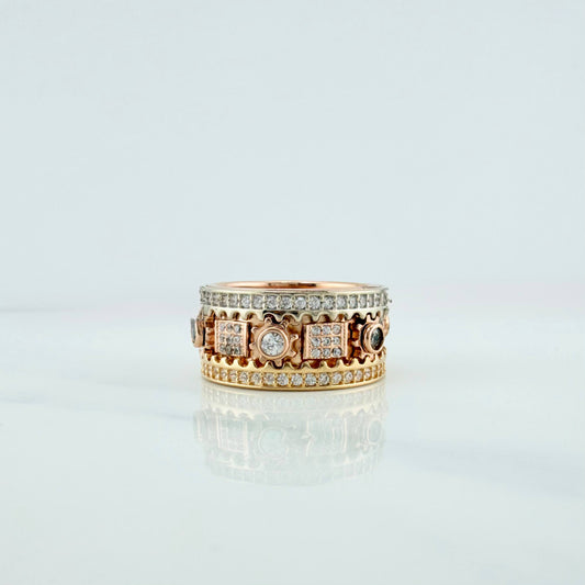 Movable Mechanical Ring 13.25 g / T8 1/4 Three Golds 18K