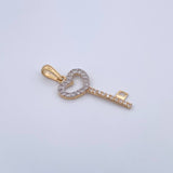 Pendant Heart Key 1.3gr / 3cm / 18K Gold &