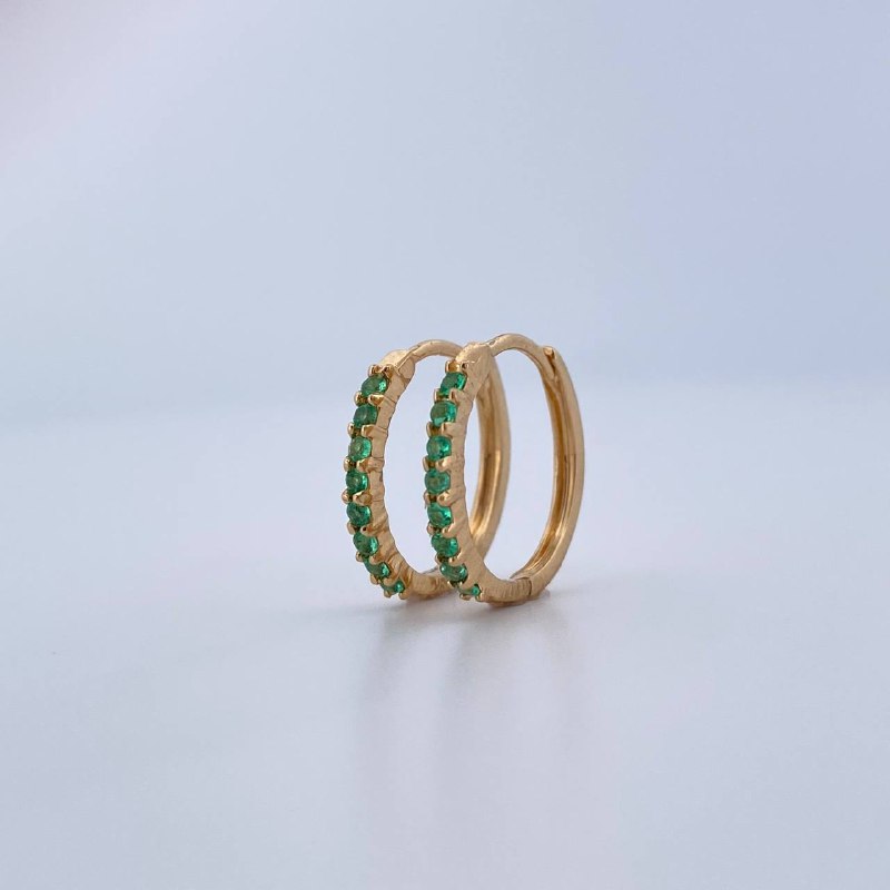 Candongas Carril Esmeralda 1.9gr / 1/2 in / Oro Amarillo 18K %