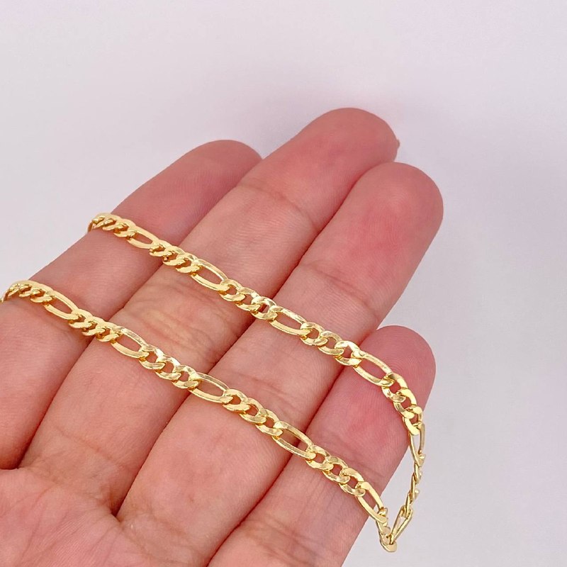 Figaro Bracelet 2.25g / 7 1/2 in / 3.34mm Yellow Gold 18K