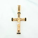 Pendant Cross Christ 7.9 g / 2 in Two Yellow White Gold 18K