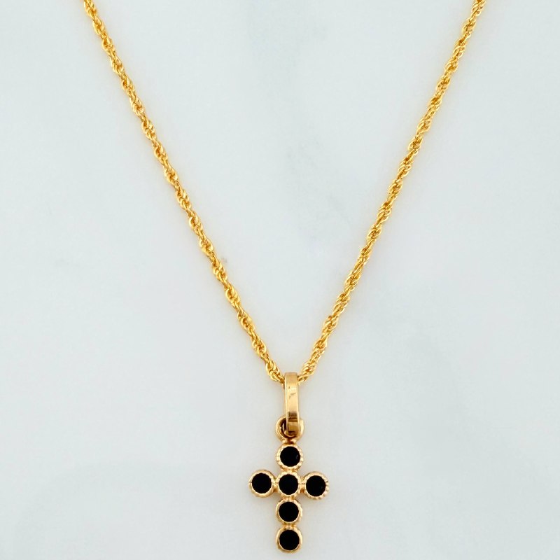 Set Cadena Lazo + Dije Cruz / 1,5 gr / 19 3/4 in Oro Amarillo 18K