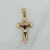 Pendant Miraculous Christ Cross of Buga 4.4 g / 1 1/2 in Three Golds 18K