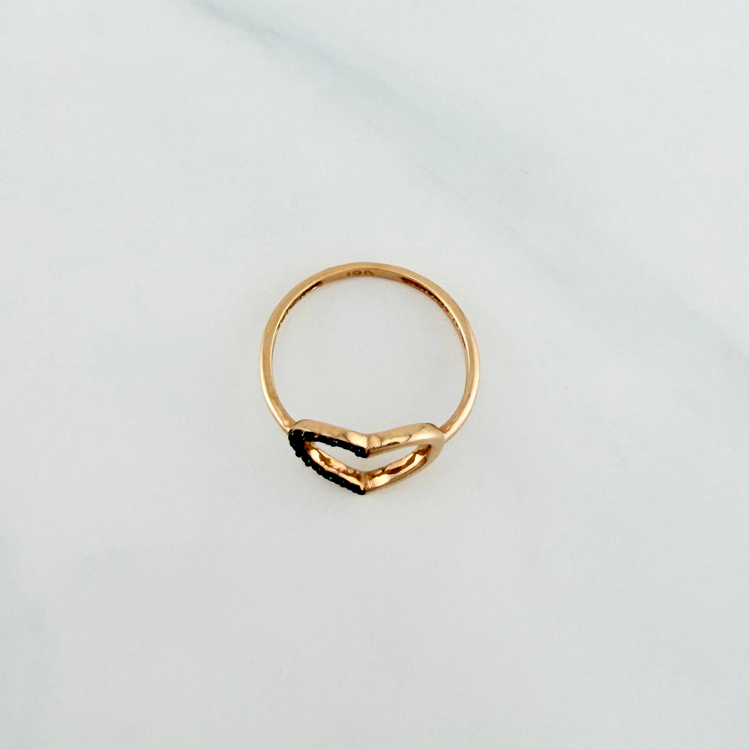 Heart Silhouette Ring 1.45 g / T5 3/4 Two-Tone Black Yellow 18K