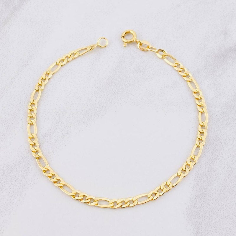 Figaro Bracelet 2.25g / 7 1/2 in / 3.34mm Yellow Gold 18K