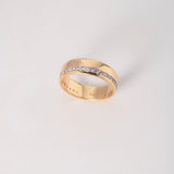 Ring Band 4.15gr / Size 6 1/4 / White Zircons Yellow Gold $