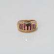 Rustic Ring 8.2gr / Size 5 1/4 / White Fuchsia Zircons Yellow Gold $