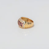 Rustic Ring 8.2gr / Size 5 1/4 / White Fuchsia Zircons Yellow Gold $