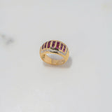 Rustic Ring 8.2gr / Size 5 1/4 / White Fuchsia Zircons Yellow Gold $