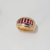 Rustic Ring 8.2gr / Size 5 1/4 / White Fuchsia Zircons Yellow Gold $