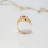 Pre-Columbian Signet Ring 6.4gr / Size 10 / Engraved Fuchsia Zircon Yellow Gold $