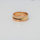Relief Band Ring 5.9gr / Size 6 3/4 / Black Zircons Two-tone Yellow and Rose Gold $